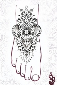 手背和脚背的点刺风格纹身手稿效果图案