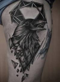 暗黑乌鸦纹身：个性的一组黑色乌鸦纹身图案9张