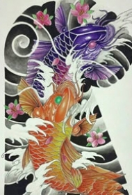 传统的半甲纹身手稿图片欣赏
