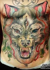 男人前胸超帅很酷的狼头纹身图案