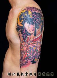 日式樱花艺妓纹身_日式纹身图案大全_纹身图吧