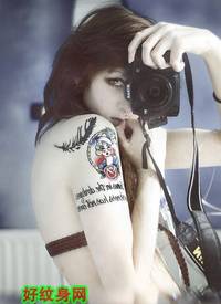 欧美女生手臂彩色肖像另类纹身_肖像纹身图案大全_纹身图吧