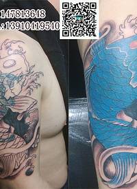 纹身最开始的割线图片阿丰的鲤鱼加佛像图案割_鲤鱼纹身图案大全_纹身图吧