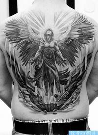 男生肩背经典的六翼天使纹身图片_天使纹身图案大全_纹身图吧