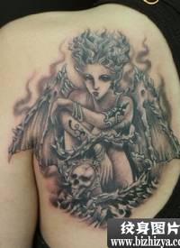 祈祷的少女天使纹身作品_天使纹身图案大全_纹身图吧