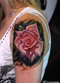 分享一款玫瑰花老虎纹身团_玫瑰花纹身图案大全_纹身图吧