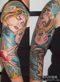 一款超帅精美的花臂星空纹身图案_花臂纹身图案大全_纹身图吧
