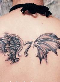 一款背部漂亮的美女天使翅膀纹身图案_天使纹身图案大全_纹身图吧