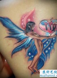 肩部美女天使翅膀纹身图案纹身_天使纹身图案大全_纹身图吧